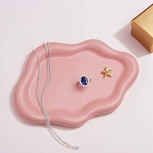 Spotted Pink Cloud Ceramic Jewelry Dish Tray for Women - Image 4