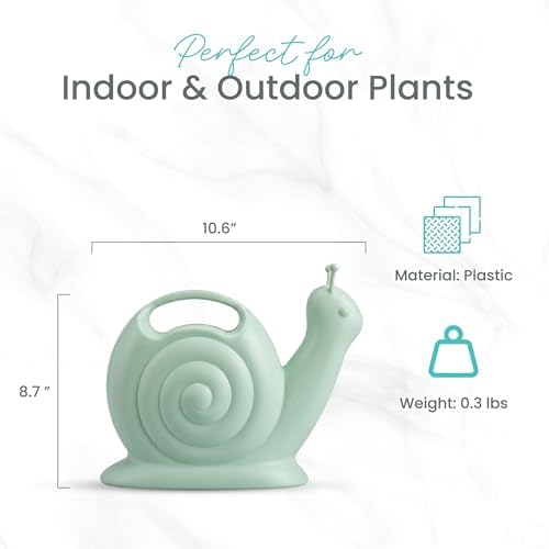 Union Products Snail Watering Can with Built-in Handle, 1.8L Capacity, Light Green - Ideal for Houseplants, Herbs, and Small Garden Beds - Image 3