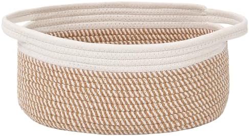 JMvicyroam Small Woven Basket, Empty Gift Basket, White&Brown Block/1 Pack by JMvicyroam