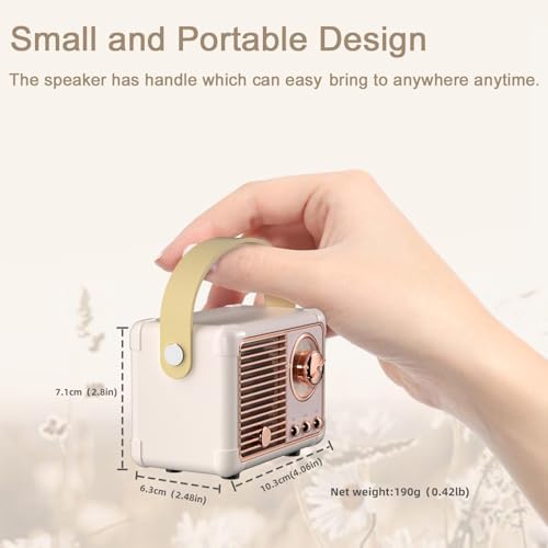 Retro Speaker Mini Vintage Bluetooth Speaker Gifts for Women,Girls Beige - Image 2