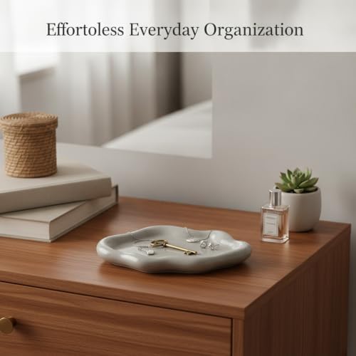 Home Organizers & Minimalists: Ceramic Cloud Catchall Tray for Keys, Jewelry, and Coins – Decorative Entryway or Dresser Dish, Approx. 7.1-7.4 Inches (1 Piece) - Image 2