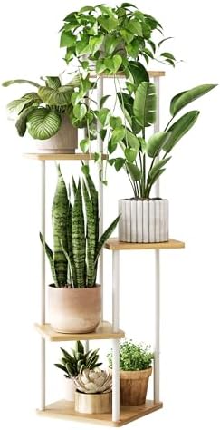 GENTINGBRO Corner Plant Stand Indoor Tall Plant Stand White 5 Tier by Gentingbro