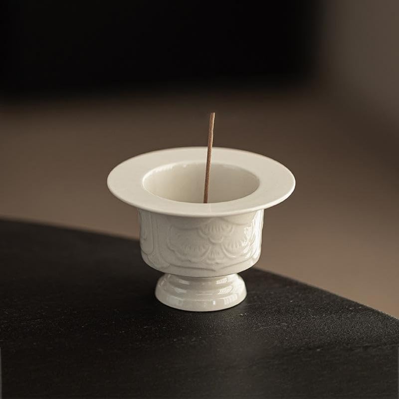 Incense Holder Modern Minimalist Circular Incense Stick Burner for Cones or Sticks for Yoga & Meditation, Enhance Atmosphere,Ceramic Ash Catcher White-5 by Warmself