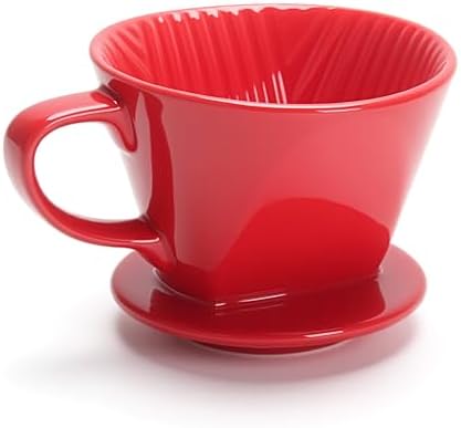 Pour Over Coffee Dripper Ceramic, Small Size, Red Single Hole by YACEYACE