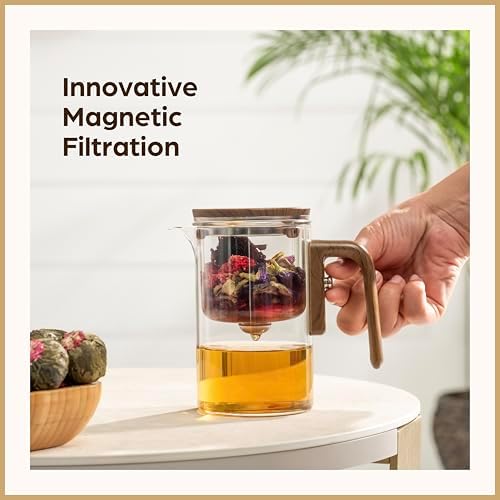Enchanti Glass Teapot with Infuser - Magic Tea Pot for Loose Leaf Tea - Borosilicate Glass Tea Maker with Heat-Resistant Handle - Gift Box & Writable Card - 800ML (27oz) - Image 3