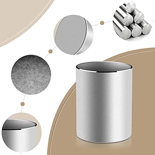 Vaydeer Metal Pen Holder Aluminum Pencil Holder for desk, Round Desktop Organizer and Silver Pencil Cup for Office, School, Home and Stationary Supplies (3.15 x 3.15 x 3.94 Inches) - Image 4