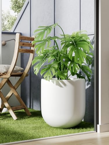 LE TAUCI 12 Inch Pots for Plants, Ceramic Large Planters for Indoor Plants, Indoor Plant Pots for Home Garden Patio Office, Planter Pots with Drainage Hole and Rubber Plug, White - Image 6