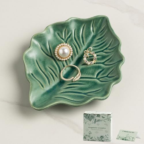 Reactive Glaze Leaf Ring Dish, Trinket Tray with Gift Box by Unknown