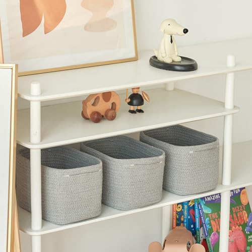 R RUNKA Small Cotton Rope Basket – Storage Bin for Organizing (10.6" x 6.7" x 6.7"), Bathroom Storage Basket for Shelf, Counter & Closet（Grey） - Image 5