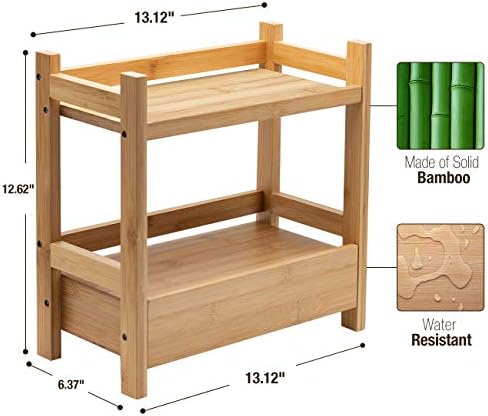 Sorbus Matcha Station Shelf, Bamboo (13" x 6.5" x 12.6", Natural Bamboo) - Image 3