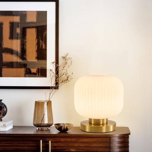 Mid Century Modern Table Lamp, 8" Globe White Glass Lamp Plug in - Image 7