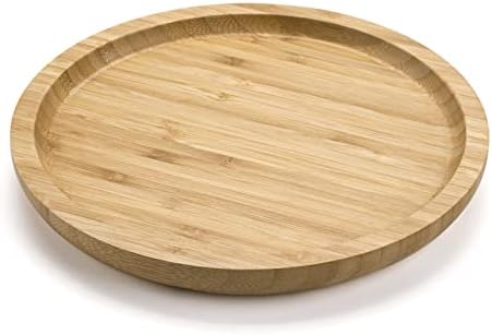 XIMISISE Round Bamboo Tray, Wood Serving Tray, Wooden Platter, Wood Charcuterie Board, Decorative Tray for Coffee Table, 7.9 inch by XIMISISE