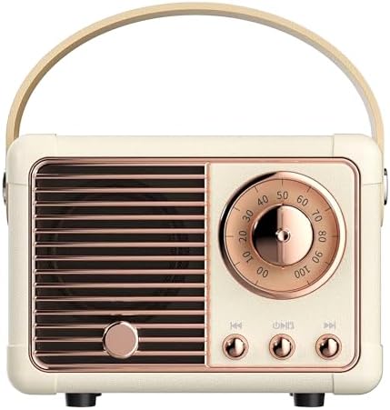 Retro Bluetooth Speaker, Vintage Decor, Wireless Portable Mini Bluetooth Speaker, Small Cute Old Fashion Style for Kitchen Desk Bedroom Home Office Party Outdoor Gift (White) by LUKADER