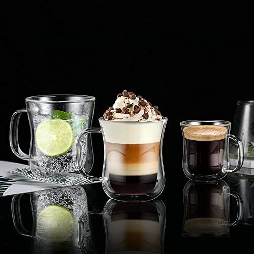 ecooe 8 Oz Double Walled Glass Coffee Cups Latte Cappuccino Cups Set of 4 - Image 5