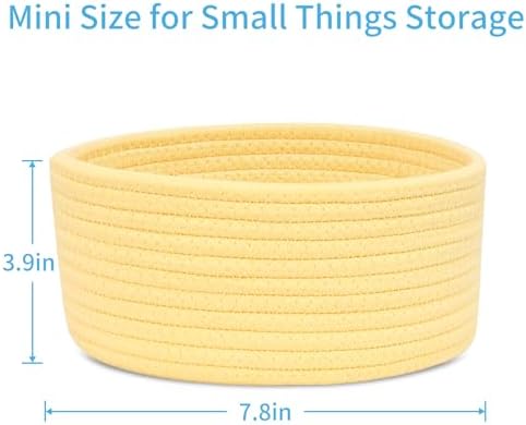 ABenkle Small Woven Basket, Empty Tiny Shallow Storage Basket, Mini Cotton Rope Baskets, Round Decorative Hamper, Basket Storage Bins for Toys, Spa, Socks, Nursery, Living Room - Image 2