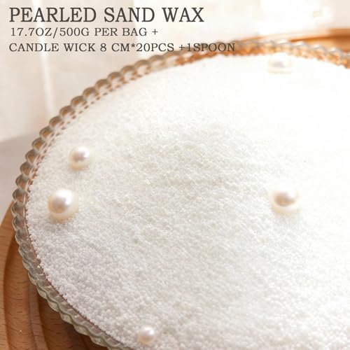 1.1LB Candle Sand- White Candle Beads and Wicks, Jasmine Scented Pearled Candle Wax for DIY Making, Refillable Non-Toxic for DIY Customized,Gifts Home Decoration Wedding Party - Image 2