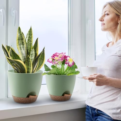 QRRICA 12/10/9 Inch Self Watering Pots for Indoor/Outdoor Plants - Image 6