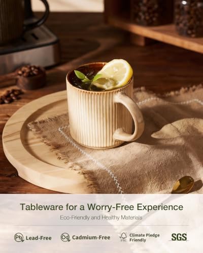 famiware Coffee Mug Set of 8, Star 12 oz Ceramic Mugs Cups Set with Handle - Image 3