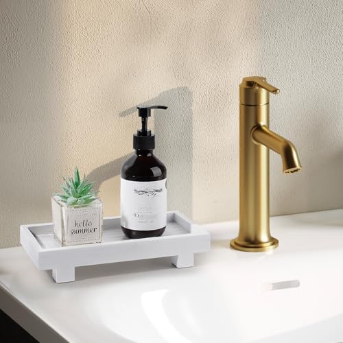 Bathroom Counter Tray Wooden Riser Display Kitchen Soap Holder, White - Image 6