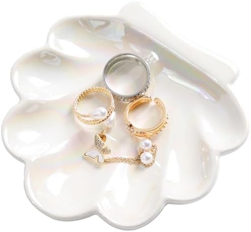 OSOPOLA Ceramic Pearlescent Shell Jewelry Tray Ring Holder Dish Key Tray by OSOPOLA