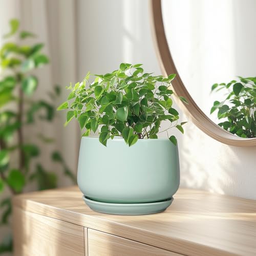 G EPGardening Ceramic Plant Pots, 7 Inch Planter, Mint Green - Image 6