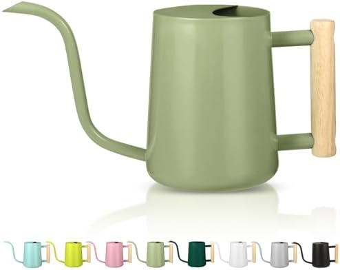 Watering Can Indoor Plants, 35oz Small Indoor Stainless Steel Metal Watering Can Modern Decorative Watering Pot with Long Spout for Indoor House Plant Bonsai Garden Flowers (Sage Green) by GUKJOB