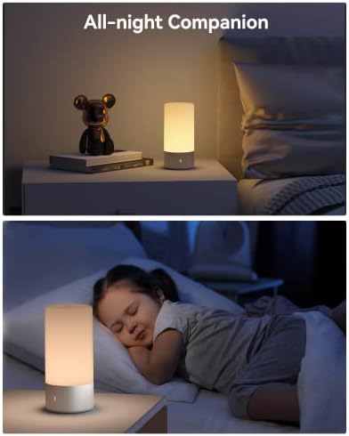 ROOTRO Table Lamp, [Advanced] Bedside Touch Control Lamp for Bedroom 3 Level Dimmable Warm White Lights with 256 RGB Color Mode Modern Deisgn Smart Nightstand Desktop LED Lamps Portable for Read - Image 6