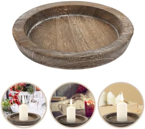 Wooden Round Tray Centerpiece Table Holder for Xmas Candles Decor - Image 7