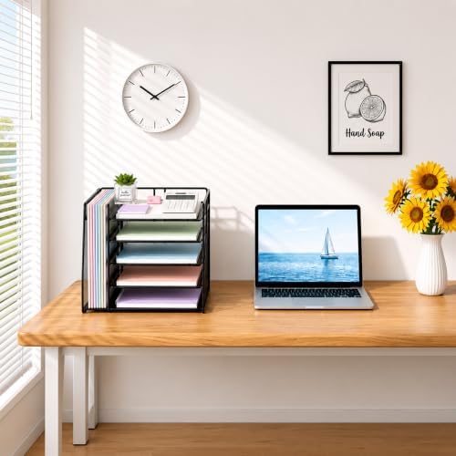 OPNICE Desk Organizer, 5-Tier Paper Organizer Letter Tray, Black - Image 7