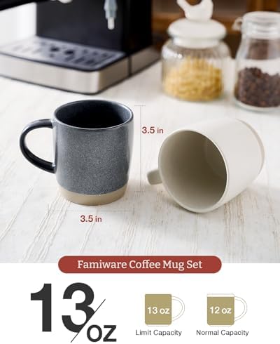 famiware Coffee Mugs Set of 6, Milkyway 13 oz Ceramic Cup Set with Handle - Image 3
