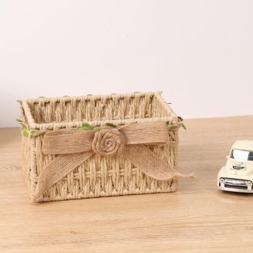 Moosky Mini Wicker Shelf Storage Baskets, Beige, 7.1" x 4.7" x 3.9" - Image 4