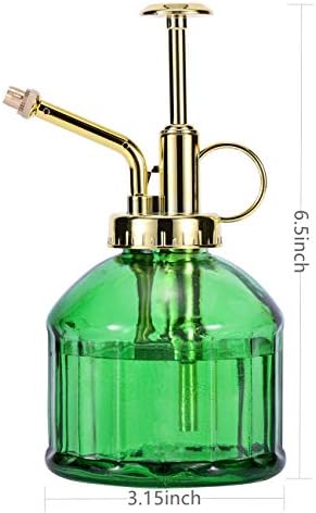 Glass Plant Mister - 6.5" Green Glass Water Spray Bottle with Gold Top Pump, Small Plant Sprayer for Indoor/Outdoor House Plants - Image 2