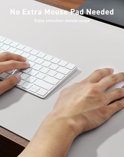 Aothia Faux Leather Desk Mat - Large Mouse Pad, Non-Slip PU Leather Blotter, Waterproof Writing Surface for Office and Home (Pale Lavender White, 63" x 24") - Image 4