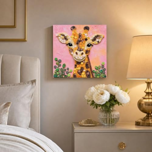 Framed Button Art Kit 11.8" DIY Mosaic Craft for Adults(Giraffe) - Image 2