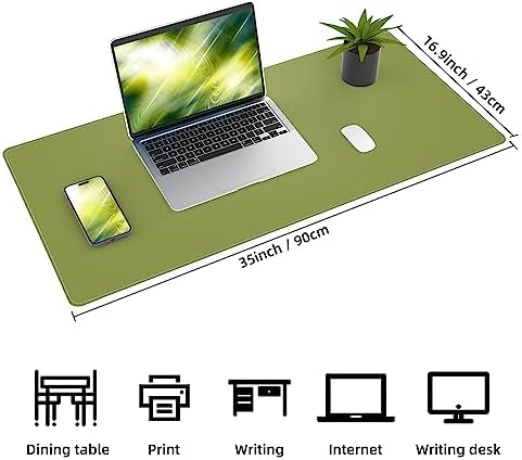 AFIING Cork Desk Mat, 35.4" x 17", Olive Green,Desk pad Protector - Image 2