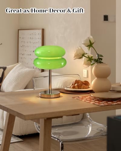 Mushroom Table Lamp for Bedroom, Cordless Mid Century Modern Lamp, Cute Egg Tart Small Night Light, 6000mAh Rechargeable Table Light for Living Room Nightstand Home Mushroom Decor Aesthetic (Green) - Image 2