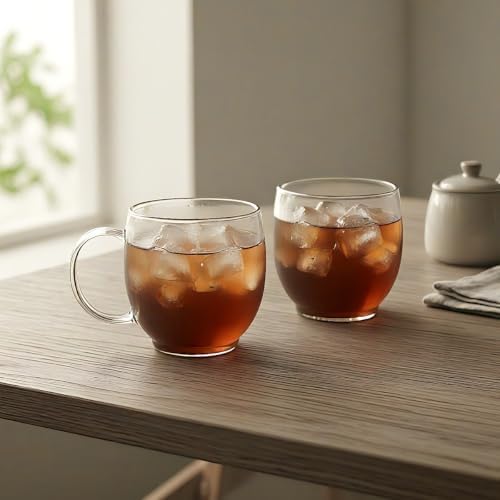 Aquach 20oz Glass Coffee Mugs Set of 2, Clear Borosilicate Tea Cups - Image 7