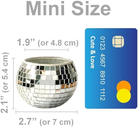 Mini Disco Ball Planter (Silver Color) Mini Vase Indoor Planter for Eucalyptus Plant for Shower Housewarming Gift Ideas Cute Desk Accessories Aesthetic Decor Silver - Image 2