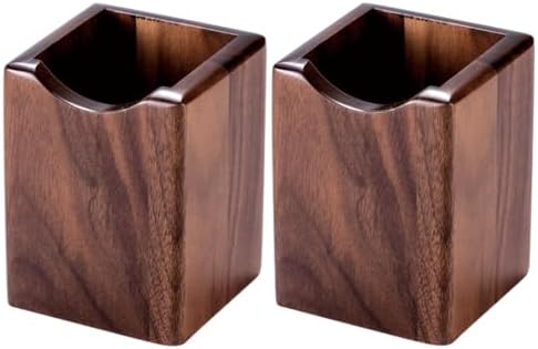 Wood Pen & Pencil Holder for Desk, 2 Pack – Brush Caddy (2 Pack Walnut Color) by UKASALTD