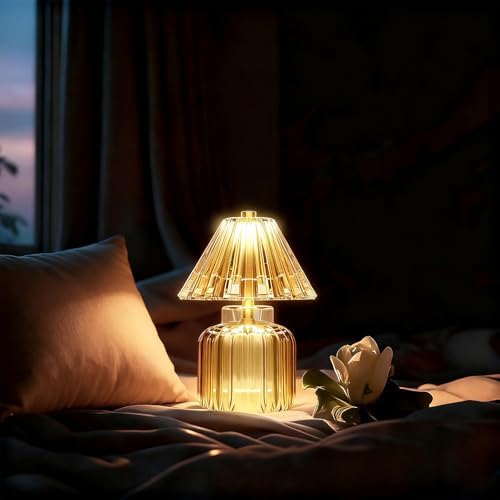 Small Battery Operated Lamp with Timer, Jelly Amber - Image 5