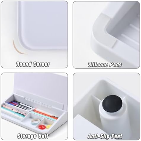 SELEAD Desktop Glass Whiteboard with Storage, 5 Markers and 1 Eraser, White - Image 5