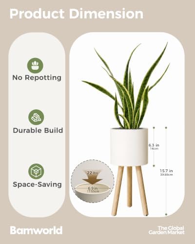Bamworld Single Plant Holder for Indoor Plants Metal Planter Stand 6.9in - Image 3