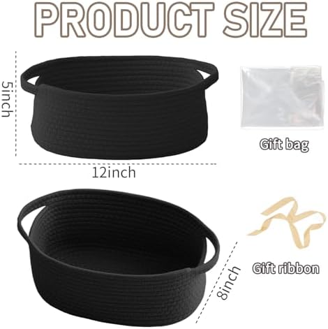 JMvicyroam Small Woven Basket, Empty Gift Basket, Black/1 Pack - Image 2