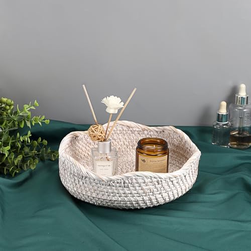 Hipiwe Rattan Key Basket for Entryway Table Handwoven Small Baskets Tray - Image 4
