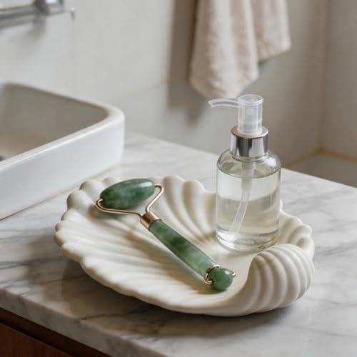 Seashell Ceramic Jewelry Tray, Small Trinket Dish, Matte White - Image 5