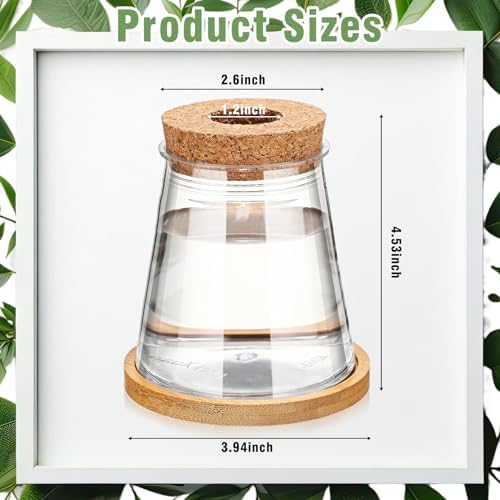 Baderke 12 Packs Propagation Vases for Plants Plastic Plant Propagation with Hole Lid and Bamboo Stand Growing in Water Hydroponic Home Office Desktop Vase Decoration (Cute Style) - Image 2