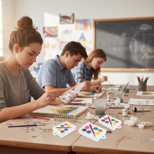 Zhengmy 24 Sets Mini Canvas Easel Kit Art Party Favors Wood Stand Palette - Image 5