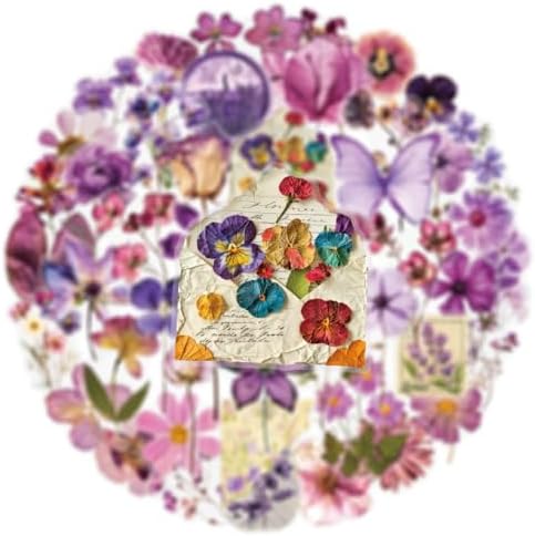 50PCS Transparent Flora Scrapbook Stickers, Flower-D - Image 2