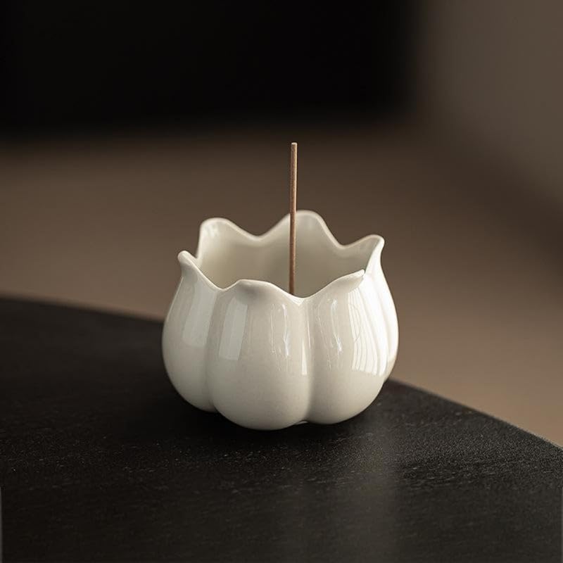 Incense Holder Modern Minimalist Circular Incense Stick Burner for Cones or Sticks for Yoga & Meditation, Enhance Atmosphere,Ceramic Ash Catcher White-8 by Warmself