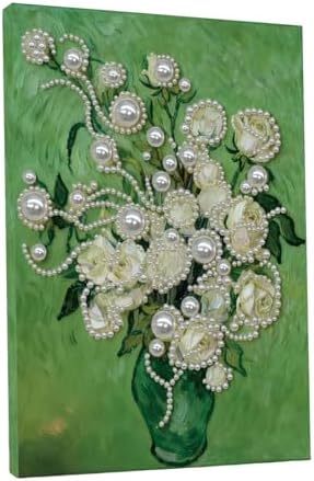 DIY Pearl Painting with Frame, Creative Design, Handmade Stress-Relieving Home Wall Decoration, Includes Frame and Tools-White Rose by Unknown